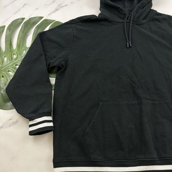 Tomboy X Pullover Hoodie Sweatshirt Size XL Black White Stripe Trim Front Pocket - Picture 4 of 11